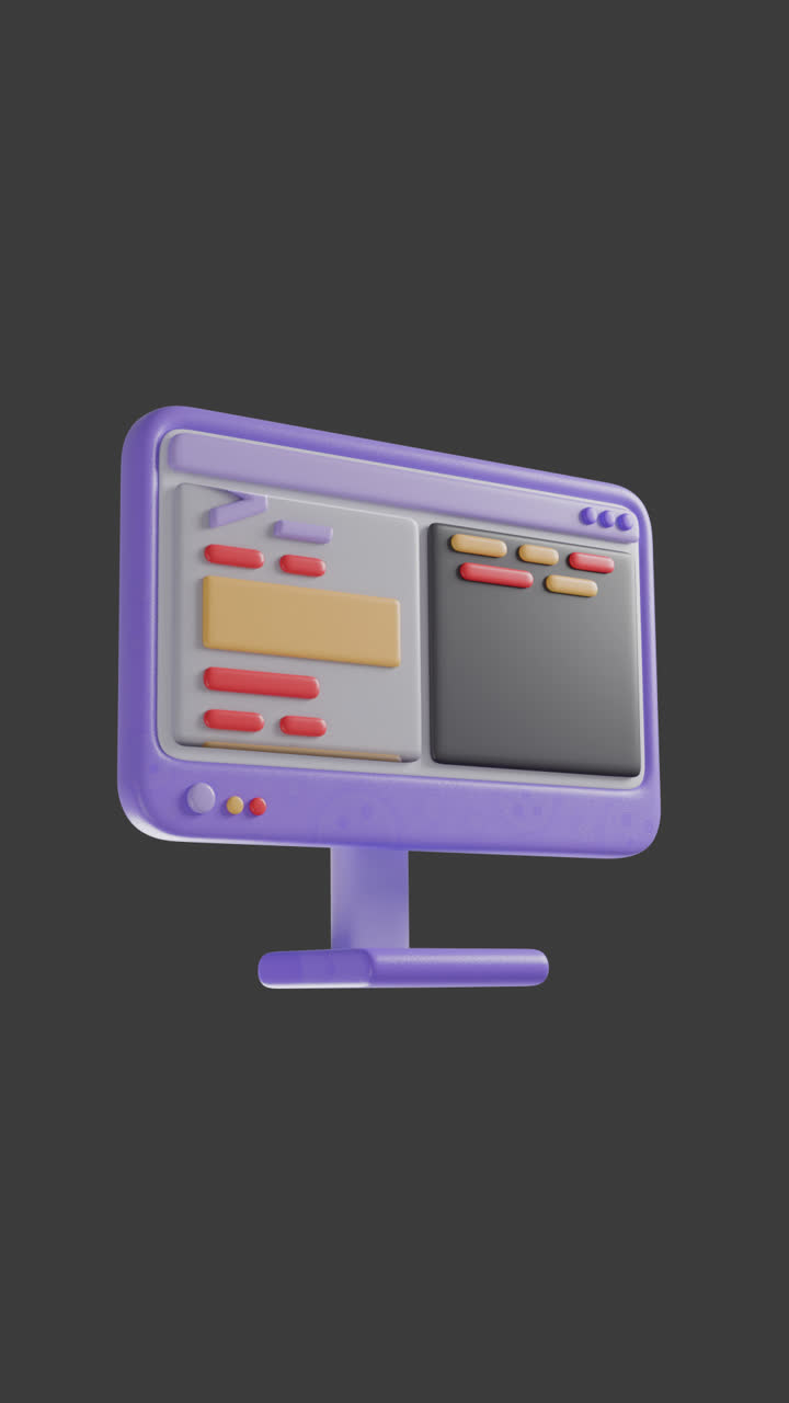 3D Illustration of a Computer Monitor with Code