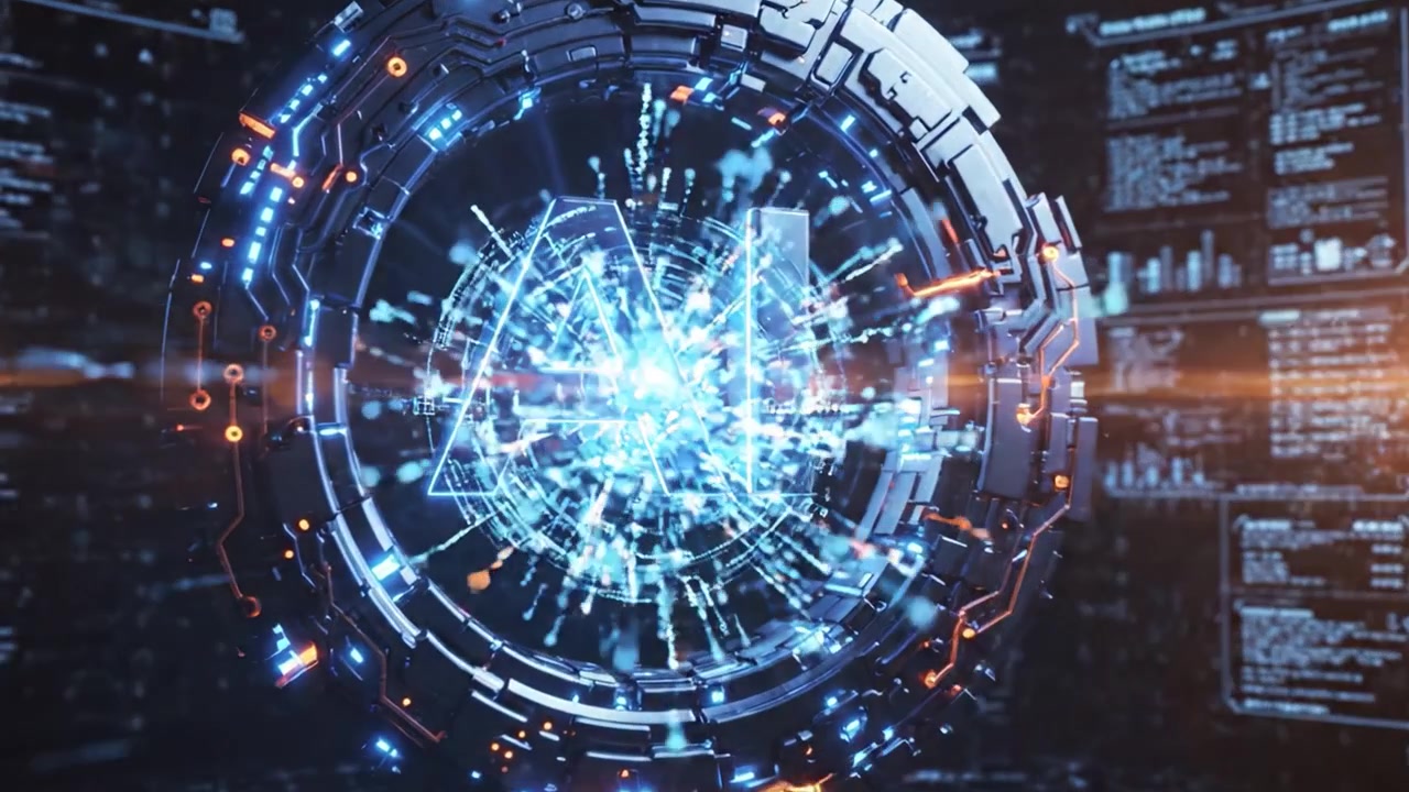 Dynamic Visuals of AI Technology in Action: An Engaging Look at the Evolution of Artificial Intelligence Through a High-Tech Digital Display.