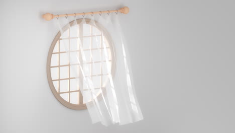 loop animation of the blowing curtain, interior background, 3d rendering.