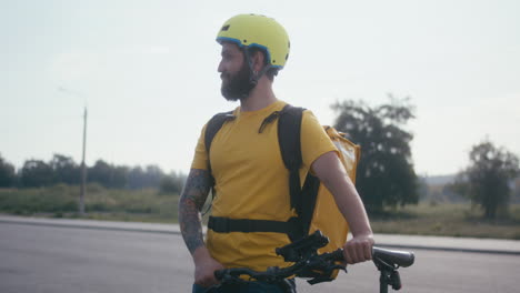 delivery person on bicycle