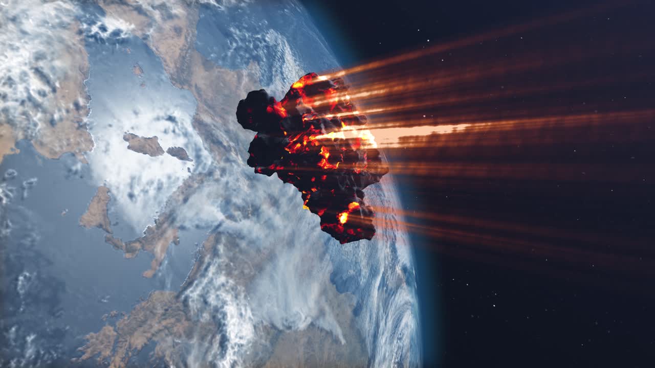 simulación de impacto de un asteroide