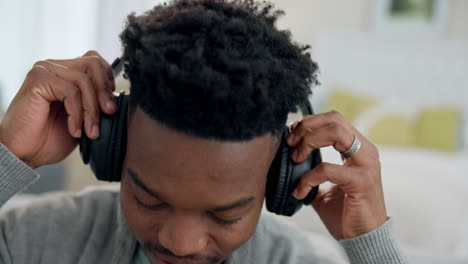 happy black man, headphones