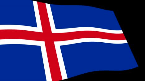 iceland flag slow waving in perspective, animation 4k footage