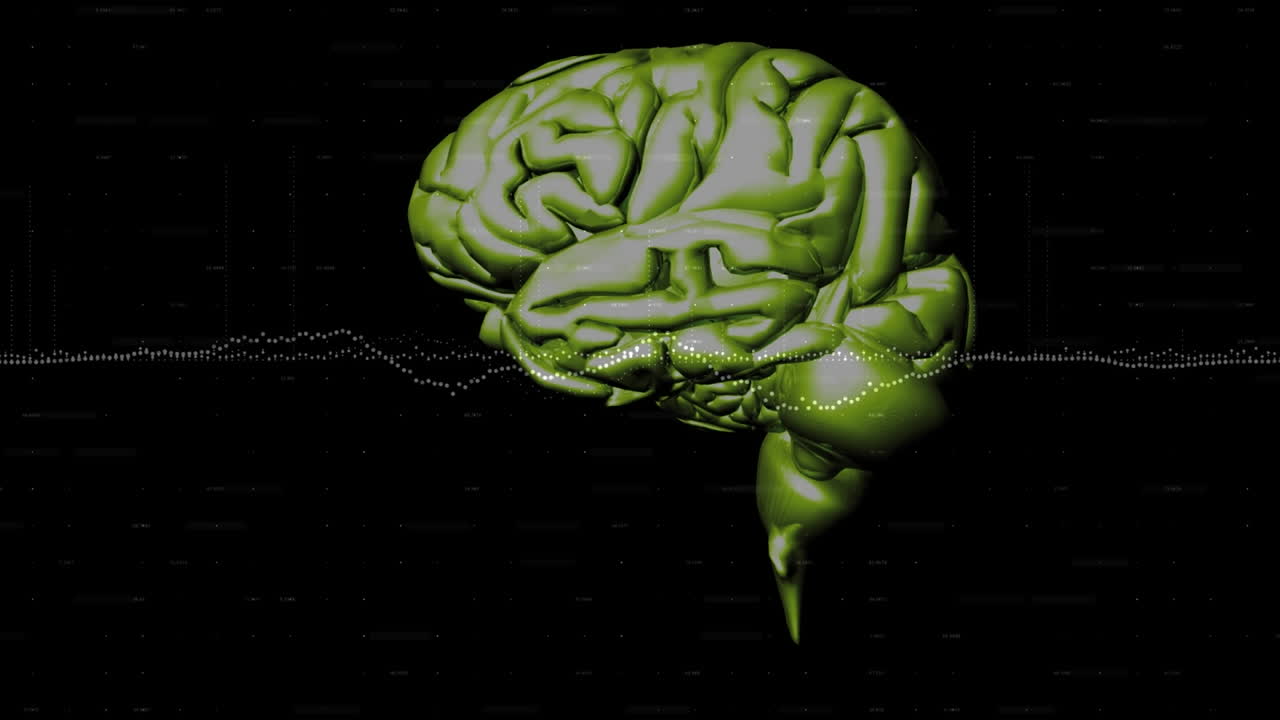 animación de gráficos sobre el cerebro giratorio sobre fondo negro