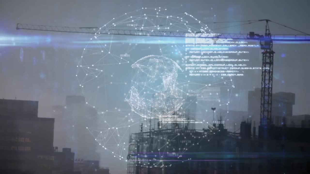 animazione del globo con connessioni sul cantiere