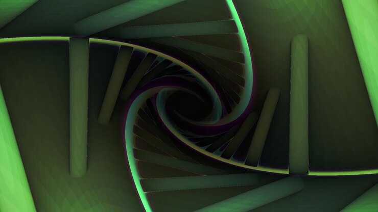 Abstract Rotating Green DNA Helix Animation