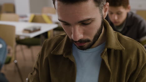 man studying in classroom