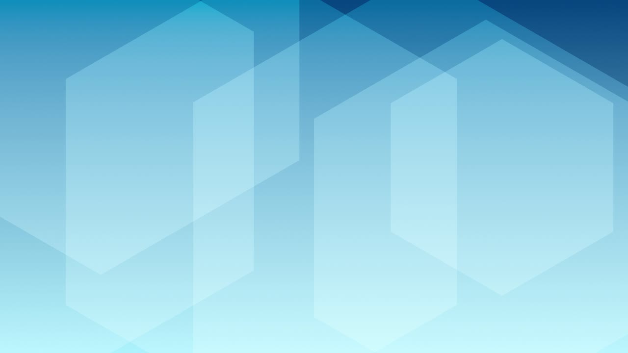Loopable abstract blue gradient background of floating slow motion translucent overlapping hexagonal shapes, technology presentations, digital media, news, tech, science