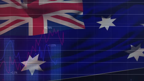 Animation-of-statistics-and-financial-data-processing-over-flag-of-australia