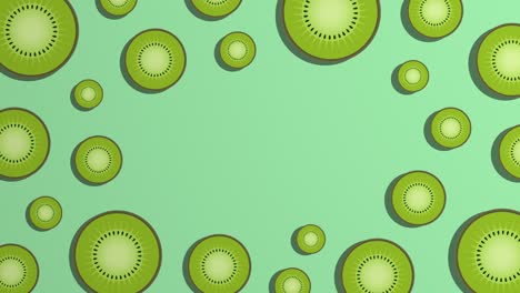 rotating kiwi fruit slices pattern and copy space