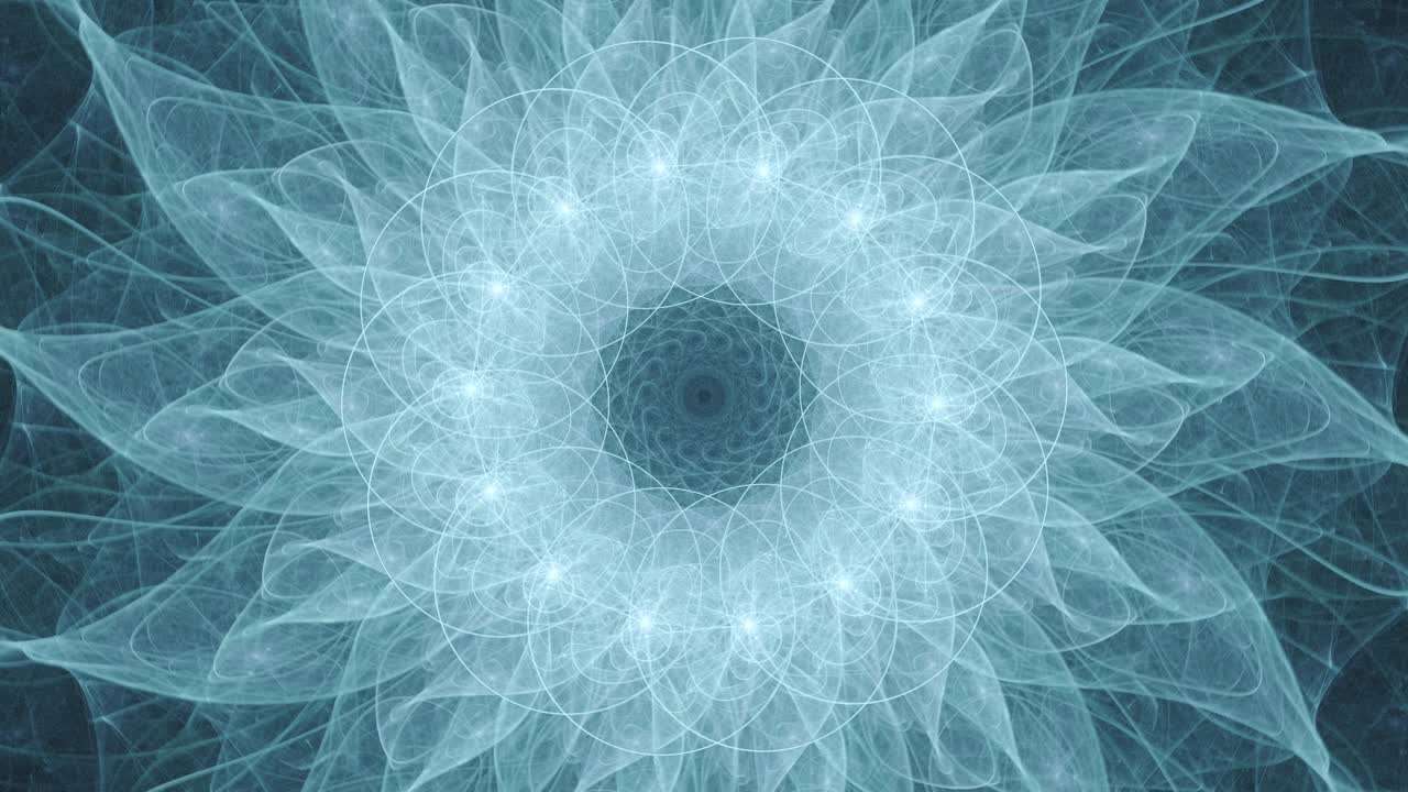 flor de loto abstracta como mandala con geometría de bucle sin fin, líneas sagradas y patrones de pétalos de flores