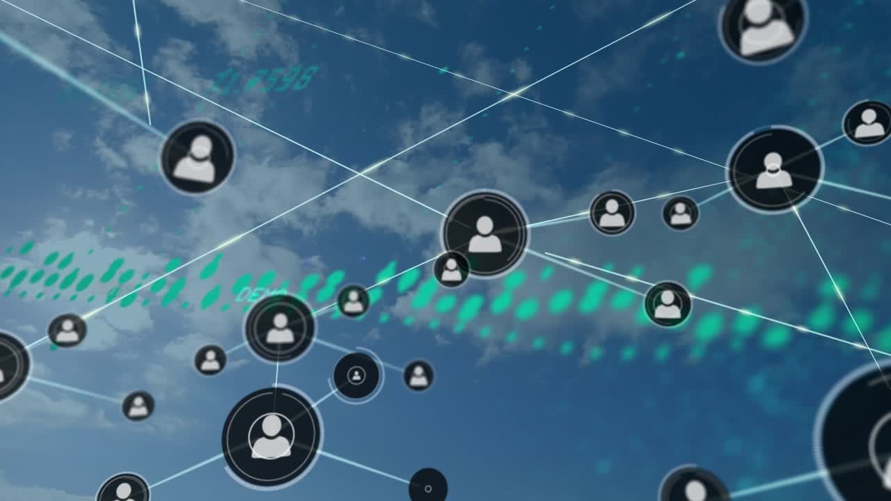 Animation network of network of network with icons network with