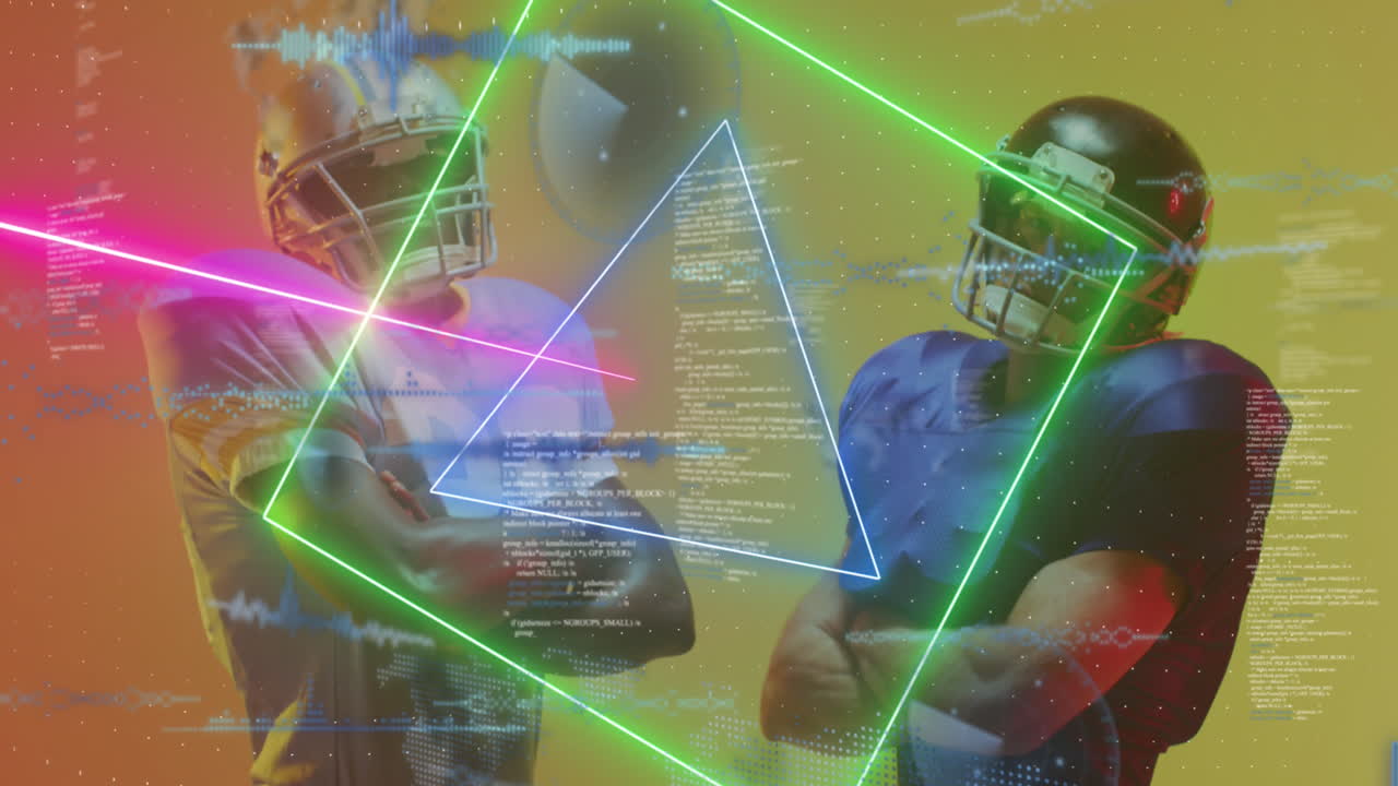 animación del procesamiento de datos sobre diversos jugadores de fútbol americano