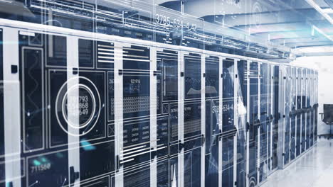 animación del procesamiento de datos digitales a través de servidores informáticos
