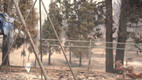 swings burned by wildfire outside