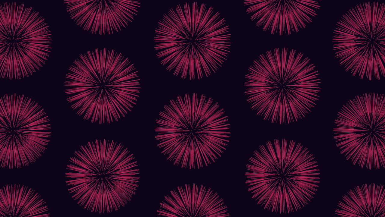 A symmetrical design of pink flowers on a black background forms a circular pattern in this image. The intricate petals create a visually striking and balanced composition
