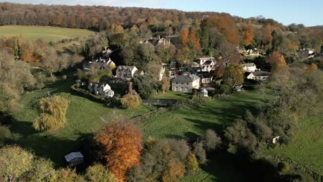 beautiful autumn cotswold village aerial landscape sheepscomb gloucestershire uk