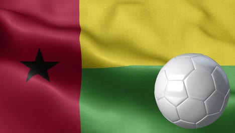 flag of guinea bissau and soccer ball - guinea bissau flag high detail - national flag guinea bissau wave pattern loopable elements - fabric texture and endless loop - soccer ball and flag