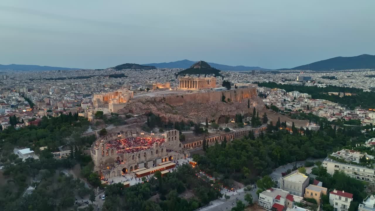 Aerial View of Athens Acropolis at Golden Hour