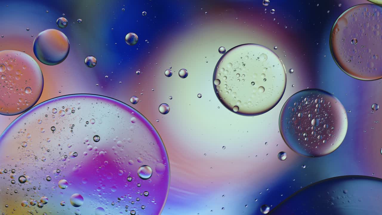 abstract colorido alimentos gotas de aceite burbujas y esferas que fluyen