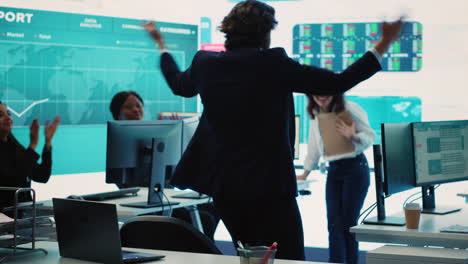 happy ceo showing his satisfaction and celebrating business success