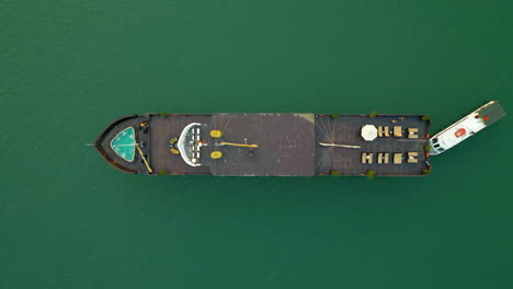 overhead view of luxury boat cruise in ha long bay, vietnam. - aerial shot