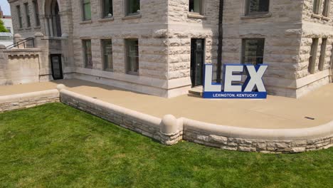 lexington, kentucky: aerial view of historic courthouse and lex sign