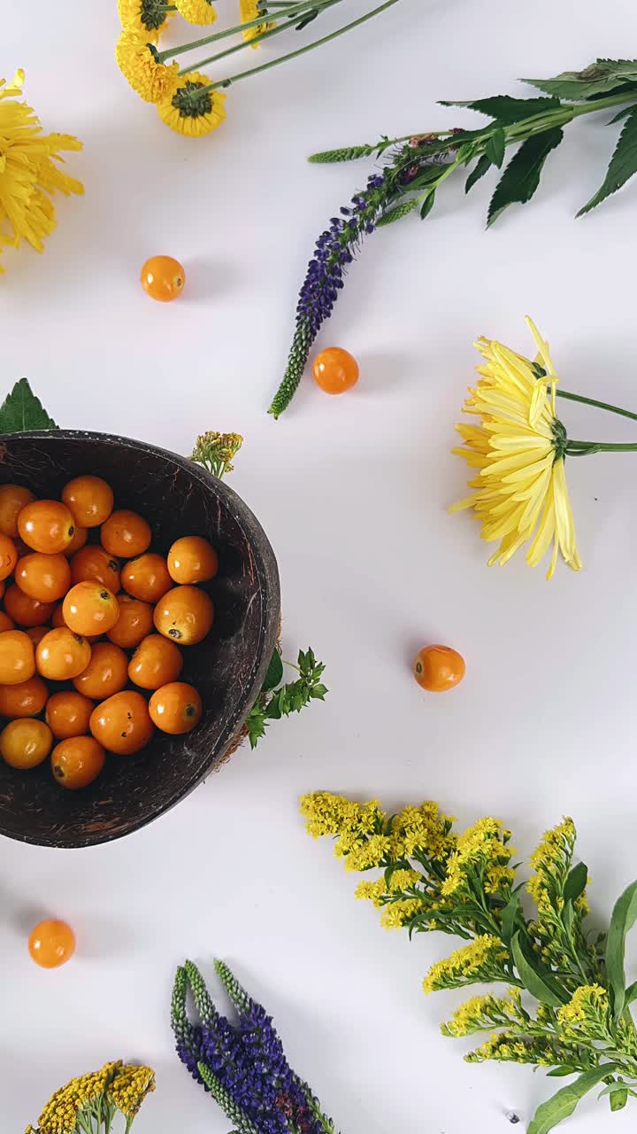 Beautiful Floral Arrangement with Fruits and Berries
