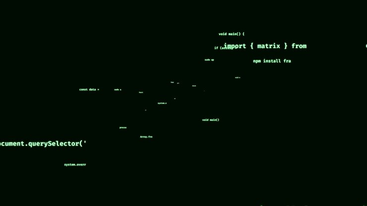 Abstract Motion Graphics of Floating Green Programming Code