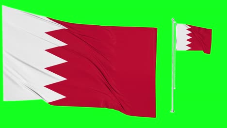 Greenscreen-Schwenkt-Bahrein-Flagge-Oder-Fahnenmast