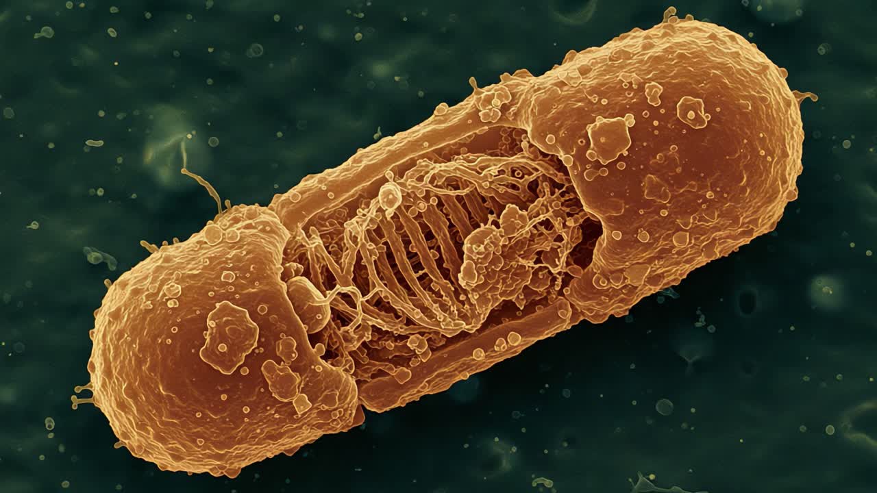 Stunning Microscopic View of Bacteria Revealing Intricate Structures, Showcasing the Complexity of Microorganisms Under High Magnification