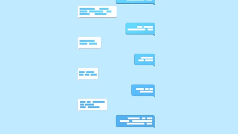 animación de chat de texto en línea. enviar y recibir mensajes, burbujas de habla. conversación en la aplicación de mensajería, chat de sms. comunicación en la red de redes sociales. diseño moderno en 3d