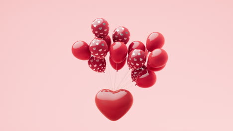 heart shaped balloons with red hearts and pink background