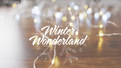 animación de la navidad invierno país de las maravillas texto sobre las luces de hadas de navidad.