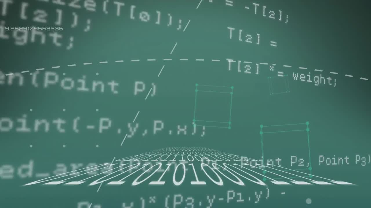 Animation of data processing on green background