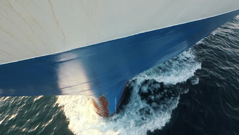 prow of a ship in the water bow breaks of sea waves of water surface