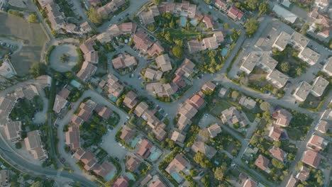 top down drone over suburban residential area suburbs in south of france, carqueiranne, var, provence-alpes-côte d'azur