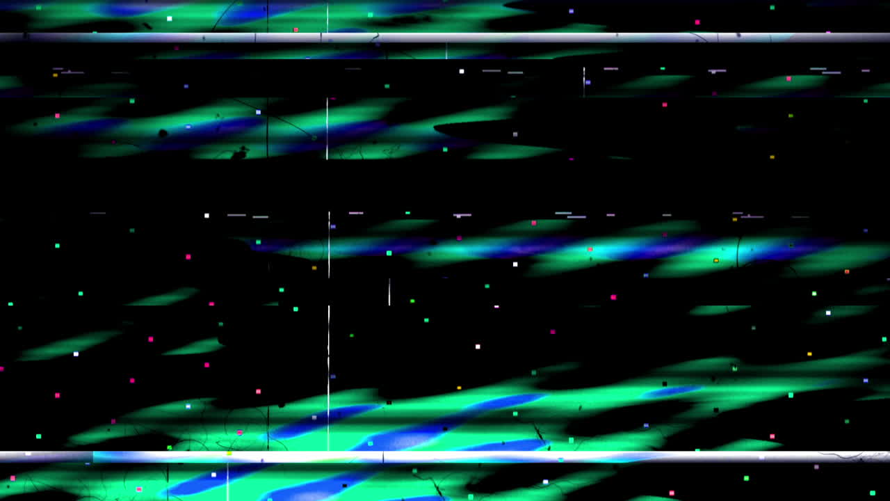 Effetto Glitch Digitale Astratto con Linee e Pixel Sfarfallanti.