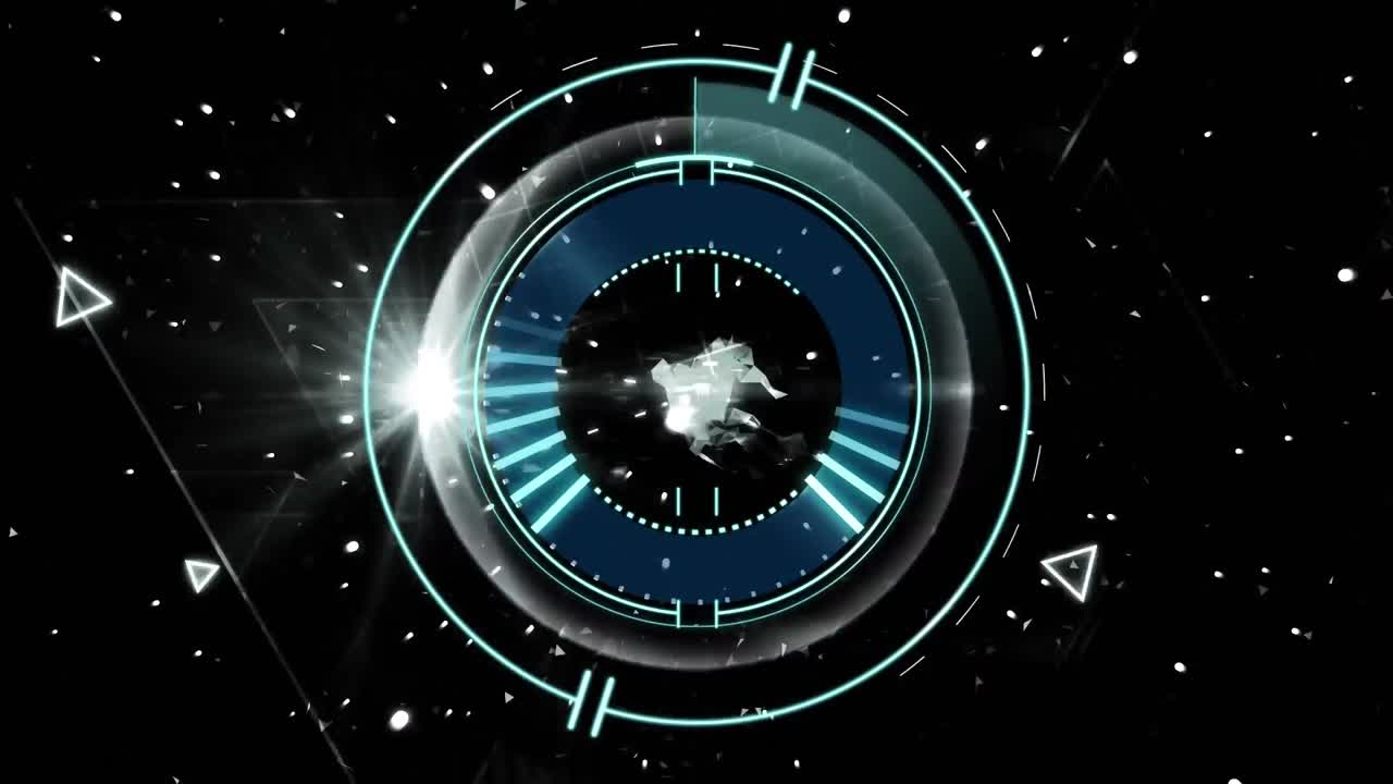 Targeting animation on a particle background.