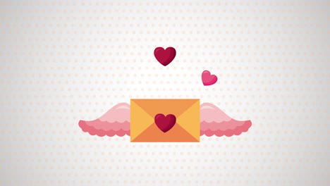 valentines day animated card with envelope flying