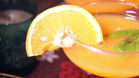 orange juice cocktail with mint