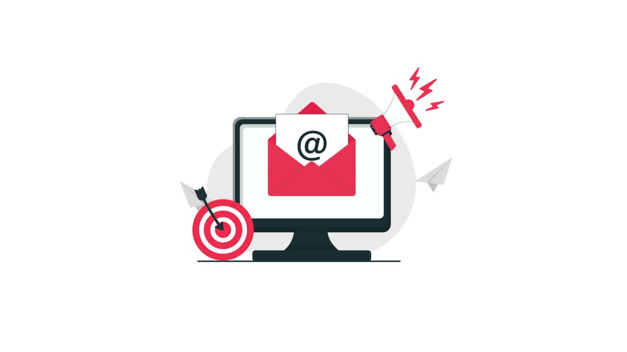 Animated Illustration of Email Marketing and Digital Advertising