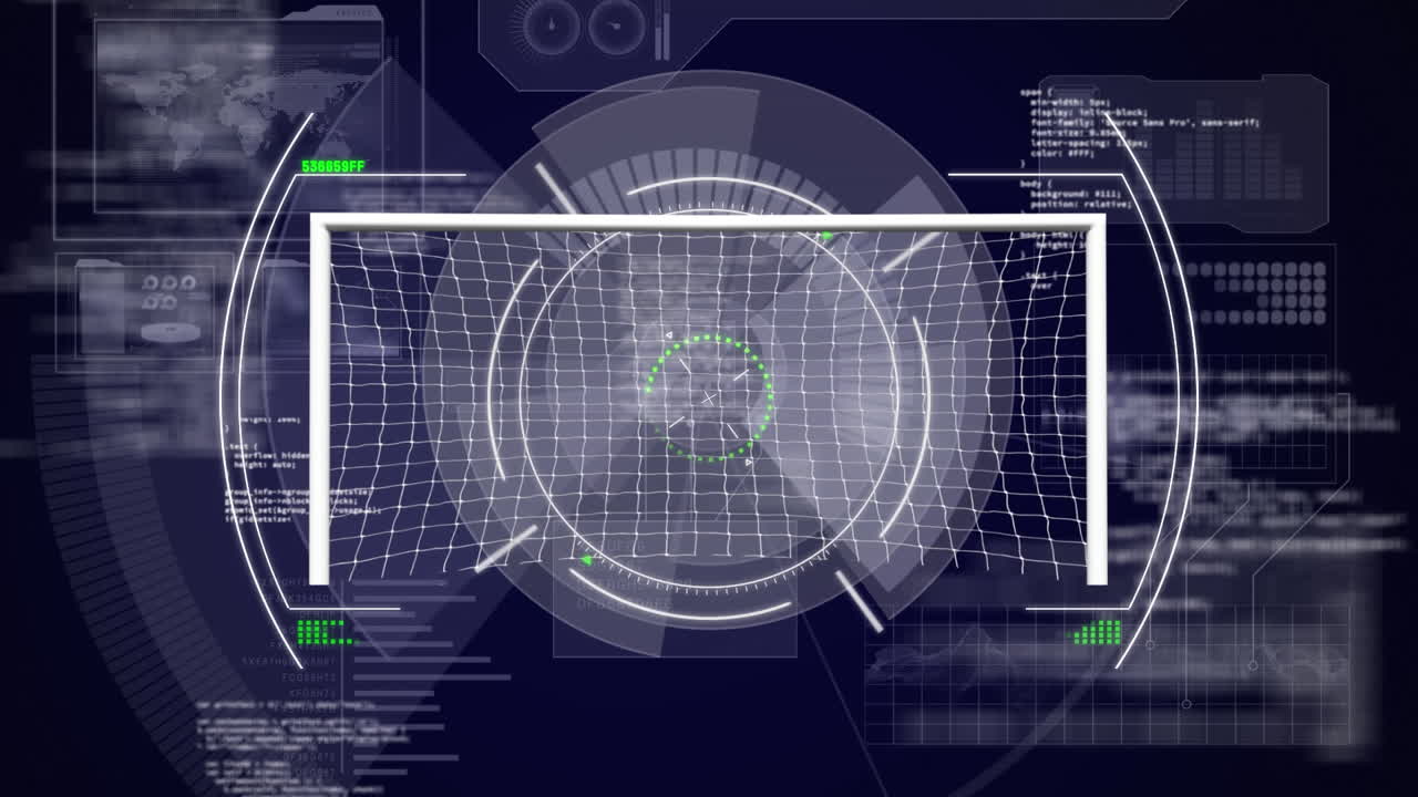 축구 골을 스캔하고 데이터 처리하는 스코프의 애니메이션