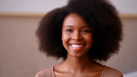 portrait of a smiling african american woman with afro hair