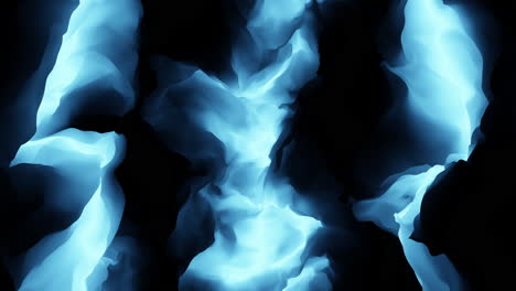 mystical blue light seeps through a hidden cave wall