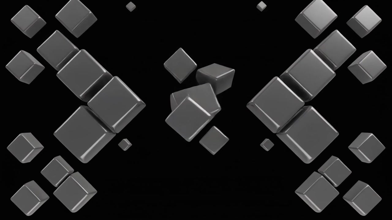 Abstract Animation of Metallic Cubes Moving in Geometric Patterns
