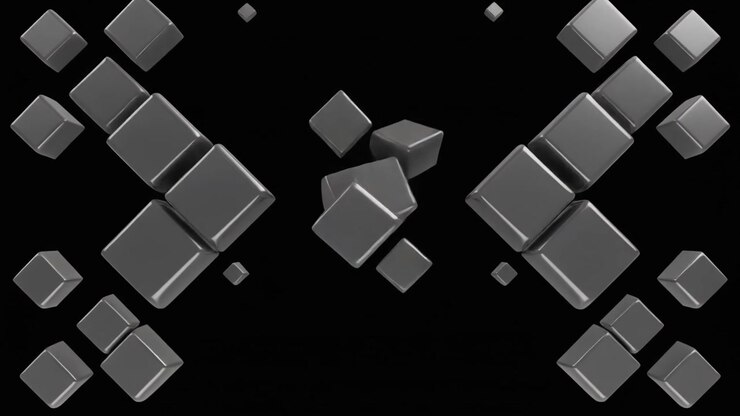 Abstract Animation of Metallic Cubes Moving in Geometric Patterns