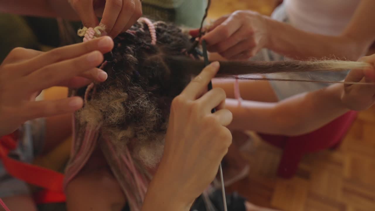 Hair braiding session