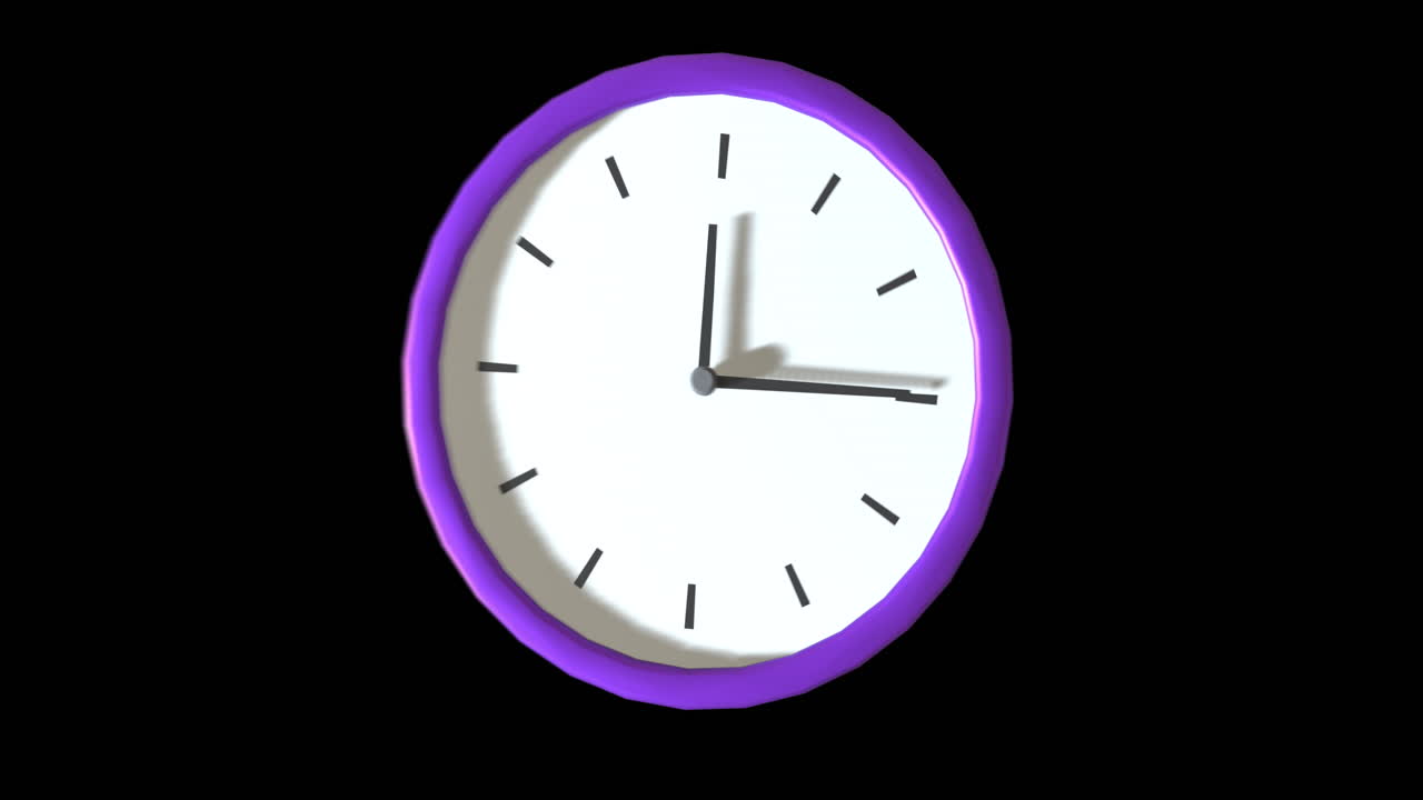 Animation of clock moving on black background