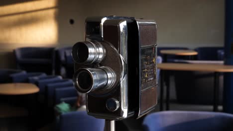 antique video camera with 2 lenses and leather case